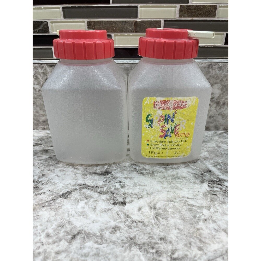 2- Vintage Rubbermaid Servin Saver Juice Box 16 oz Drink Bottle Sip Lid NO straw